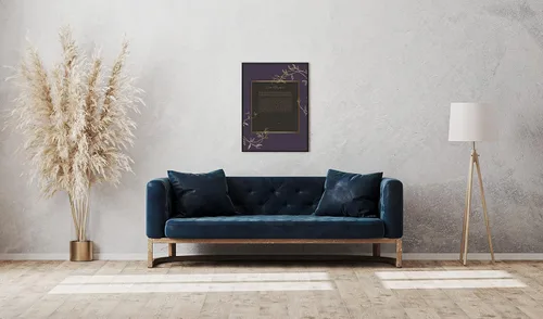 Vista 6 de Maybie & Co. Arte de Ketubah floral morado y dorado enmarcado personalizado Contrato de amor de arte judío Contrato de matrimonio interreligioso