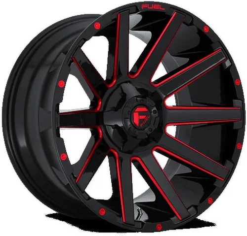 Vista 2 de FUEL 1 unidad de color negro brillante con tinte rojo transparente de 20 x 9 6 x 135.00/6 x 139.70 brillo negro rojo tintado transparente (0.787 in)