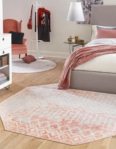Vista 34 de Unique Loom Bohemian Trellis Collection - Alfombra rectangular de 2 x 3 pies 1 pulgada, color rosa polvoriento/marfil