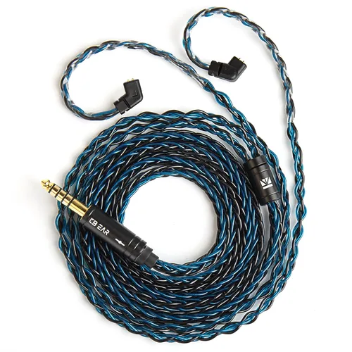 Vista 25 de KBEAR ST12 MAX - Cable IEM de 4.9 ft/4.92 pies, 8 hebras, 4N OFC, chapado en plata, cable de extensión de auriculares de 14 núcleos, cable de Gris