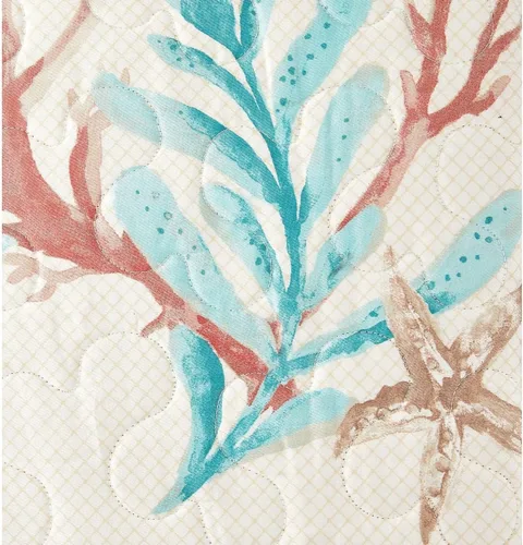 Vista 4 de Madison Park Playa de Pebble Manta Acolchada de Algodón Extra Grande Coral Aqua 50x70 Costera Premium Suave y Acogedora de Sateen de Algodón