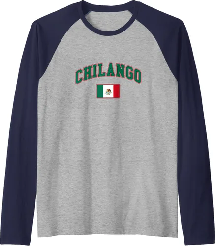 Vista 6 de Camiseta de béisbol raglán con bandera de México para hombre, Negro