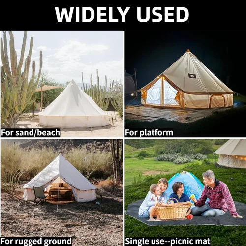 Vista 6 de DANCHEL OUTDOOR B5PRO/B2/B2A Campana Huella de la tienda de campaña, 3/4/5/19.7 ft impermeable lona redonda hoja de tierra para lona yurta tienda