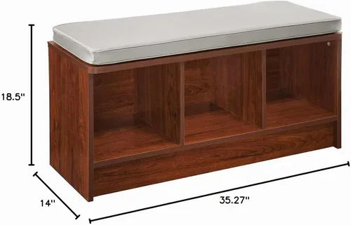 Vista 9 de ClosetMaid 1633 Cubeicals - Banco de almacenamiento de 3 cubos, color cereza oscura con cojín gris
