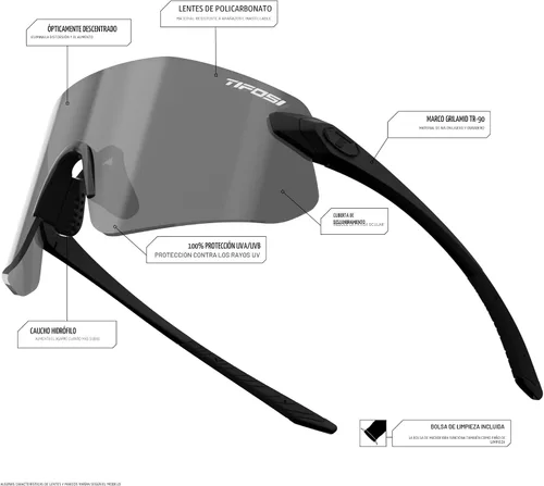 Vista 3 de Tifosi Vogel SL Sport Gafas de Sol Deportivas para Hombres y Mujeres - Ideales para Béisbol, Ciclismo, Cricket, Golf, Senderismo, Correr