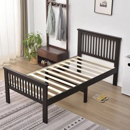 Vista 6 de BETTER HOME PRODUCTS Marco de cama individual de pino 100% madera maciza (tabaco, tamaño individual)