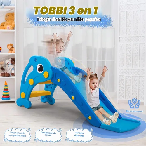 Vista 2 de TOBBI - Tobogán independiente 3 en 1 para niños pequeños Azul cielo