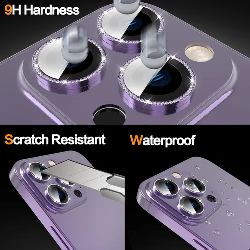 Vista 3 de YWXTW Protector de lente de cámara de vidrio templado para iPhone 14 Pro Max, protección de cobertura completa 3D, tecnología de círculo nocturno