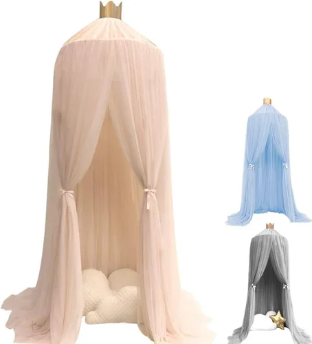 Vista 10 de ESUPPORT Toldo de cama de princesa, cúpula de encaje, mosquitera, tienda de campaña para colgar decoración del hogar, cortinas de red, rincón