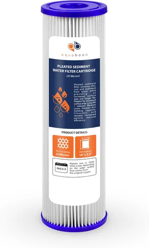 Vista 8 de Aquaboon Cartucho de filtro de sedimento plisado de 20 micrones, 10 x 2.5 pulgadas, repuesto de filtro de agua para toda la casa compatible