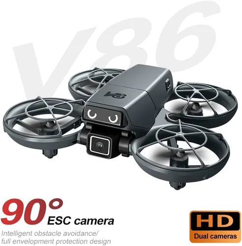 Vista 4 de Mini dron RC con cámara, hecho de material ABS duradero y con un diseño de hélice de protección completa para reducir eficazmente los riesgos