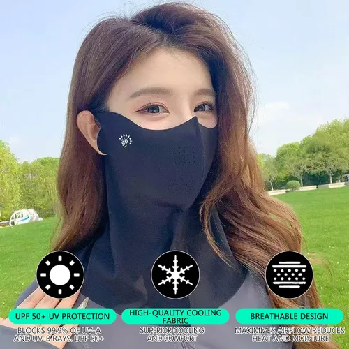 Vista 4 de Summer Cooling Neck Gaiter Face Mask for Women, UPF 50+ UV Protection, Breathable Ice Silk Sun Protection Mask