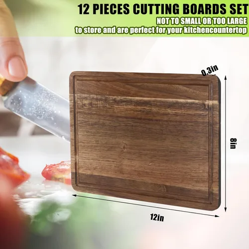 Vista 2 de Patelai Juego de 12 tablas de cortar lisas a granel para cocina, tablas de cortar rectangulares en blanco, tablas de servir para manualidades