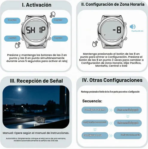 Vista 5 de Hearkent Reloj parlante digital grande para personas mayores ciegas con Plateado
