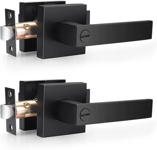 Vista 7 de Probrico Palanca de Puerta de Cama y Baño Negro Mate Servicio Pesado Manija de Puerta de Privacidad, Cerradura de Puerta Sin Llave Interior Baño