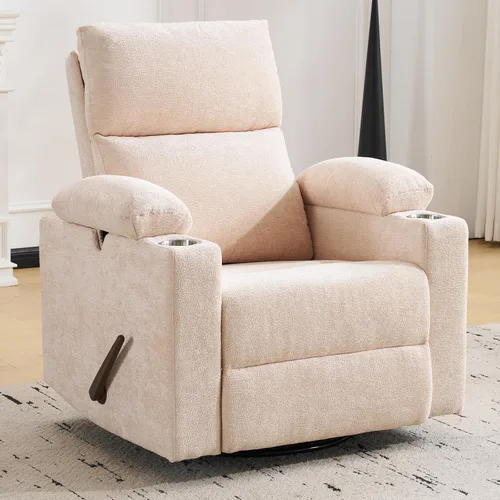 Vista 21 de Sillón reclinable eléctrico con balanceo para guardería con apoyabrazos ajustables, silla de lactancia con función de masaje y calor, reclinable