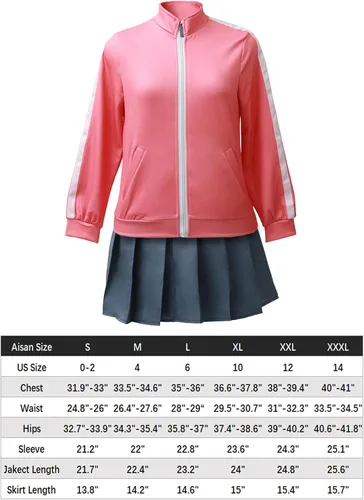 Vista 4 de C-ZOFEK Gotou Cosplay Costume Pink Coat Skirt Headdress and Socks Set