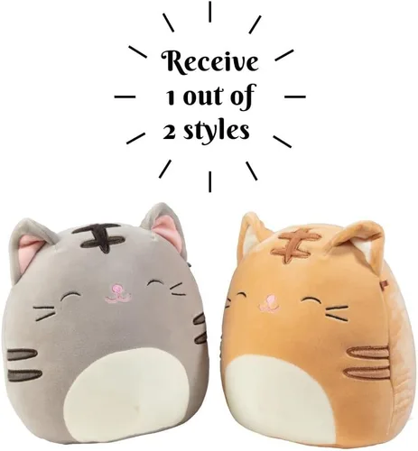 Vista 2 de Squishmallows - Gato de 8 pulgadas de misterio, recibe surtido de 1 peluche - Peluche oficial de Jazwares - Gato naranja o gris - Gato de peluche