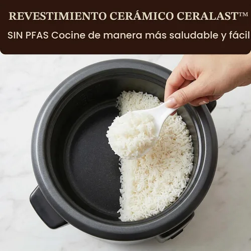 Vista 3 de Elite Gourmet ERC6GC - Arrocera de cerámica, sin PFAS, antiadherente, color Gris oscuro