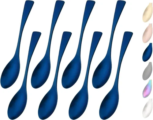 Vista 9 de Cucharas negras mate, cucharas pequeñas de postre de 6.0 pulgadas, mini cucharas de acero inoxidable 18/10 para café, helado, pudín, yogur, cucharas