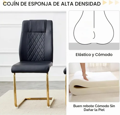 Vista 7 de Ebullient - Juego de mesa de comedor de vidrio para 4, juego de mesa y sillas de 5 piezas, mesa de comedor rectangular moderna con tapa de vidrio
