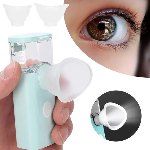 Vista 7 de Humidificador y vaporizador portátil para ojos secos, pulverizador de niebla para hidratar, vapor rápido, maquillaje (azul)