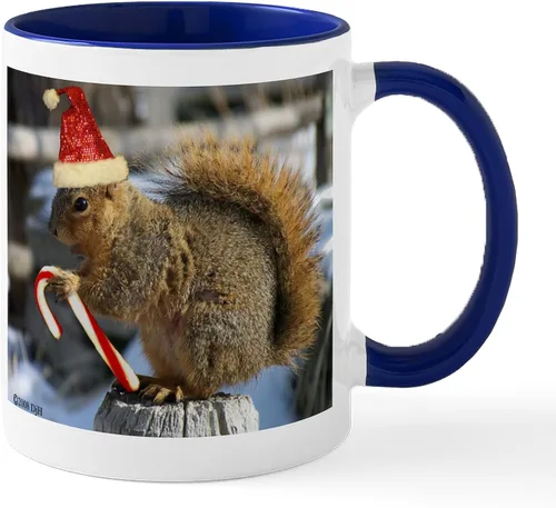Vista 51 de CafePress Taza navideña de ardilla de 11 oz (11.0 fl oz) taza de café de cerámica