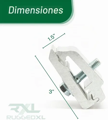 Vista 2 de RuggedXL Low Pro - Abrazaderas de montaje de aluminio 1112514, cubierta de camión, tapa, caravana, juego de 6 unidades Plateado
