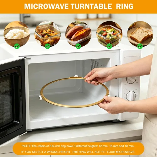 Vista 5 de 2pcs 8.8" Microwave Turntable Ring, Oven Tray Support, Outer Diameter: 8.8 in / 22.2 cm, Roller Height 15 mm