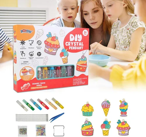 Vista 8 de Juego de manualidades y manualidades de pintura de cristal, kit de colgante de cristal para bricolaje, arte de pintura de ventana, kit de colgante