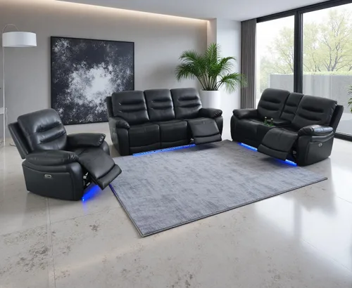 Vista 119 de Juego de sofá reclinable eléctrico, seccional de cuero transpirable beige, juego de muebles de sala de estar, 2 piezas, sofá reclinable eléctrico