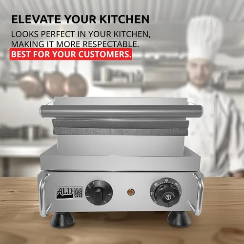 Vista 8 de ALDKitchen Gofrera belga Máquina para hacer conos y gofres gofres finos de forma redonda Acero inoxidable 110 V (6 palos)