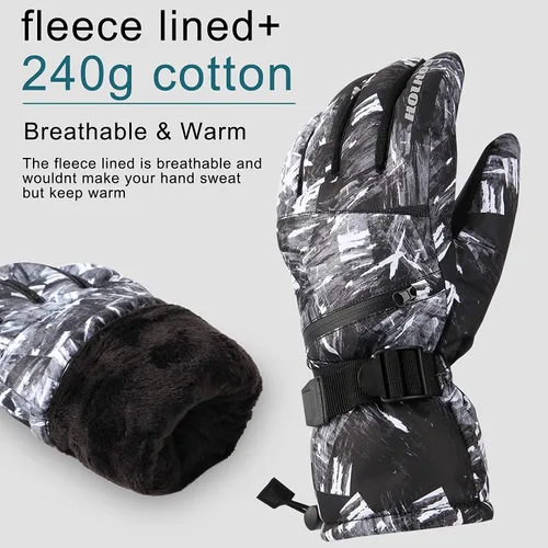 Vista 6 de Guantes de esquí Guantes de invierno impermeables para snowboard para hombres y mujeres, compatibles con pantallas táctiles, cálidos por debajo
