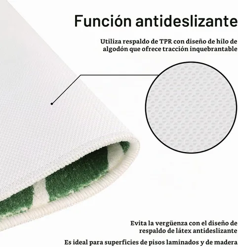 Vista 5 de Lukinbox Tapetes de baño para baño, alfombra de baño antideslizante con hojas verdes, bonita alfombra de baño lavable para puerta de baño