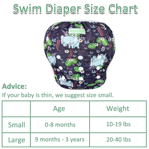Vista 3 de Wegreeco Pañal de natación reutilizable ajustable para bebés y niños pequeños (planta, grande, paquete de 3)