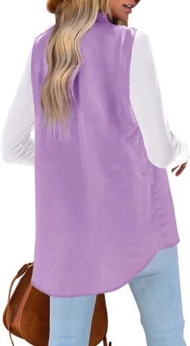 Vista 2 de Senserise - Chaleco estilo Anorak Militar sin mangas, ligero y con cordón, para mujeres