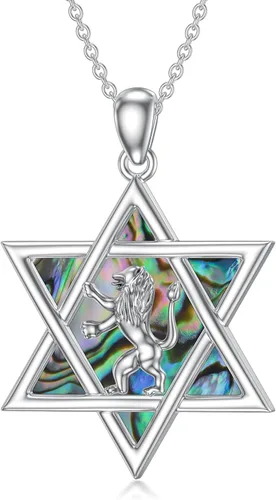 Vista 14 de YFN Collar de estrella de David de plata de ley, concha de abulón, árbol de la vida, joyería judía, regalos para mujeres y hombres