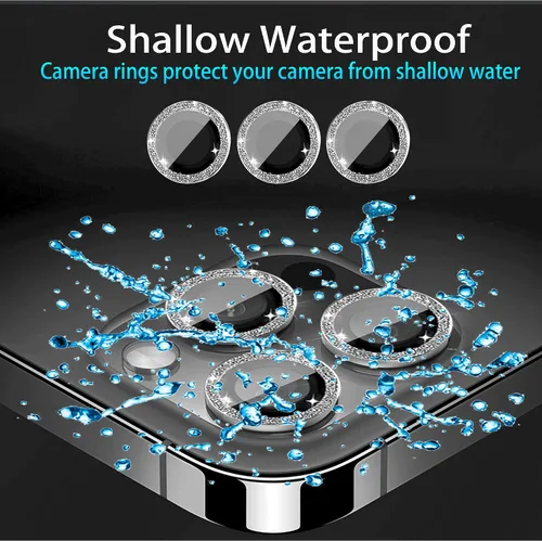 Vista 2 de Paquete de 4 protectores de lente de cámara compatibles con iPhone 15 Pro / 15 Pro Max, protector de lente de cámara Bling Glitter, protector
