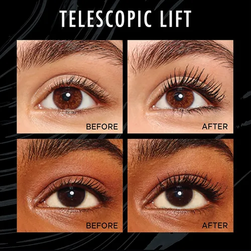 Vista 3 de L'Oréal Paris Telescopic Lift Máscara Lavable, Maquillaje de Ojos Alargador y Voluminizador, Levantamiento de Pestañas con hasta 36 HR de Uso, Negro