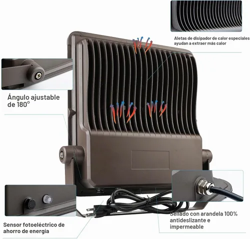 Vista 5 de Luz de inundación LED Lightdot 400W para exteriores con fotocélula del atardecer al amanecer