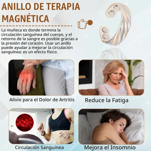 Vista 3 de MagVIVACE Anillo de cobre puro para mujeres, anillos magnéticos con imán de 3500 Gauss
