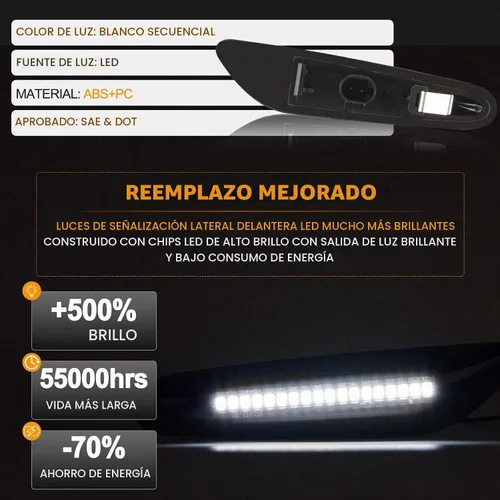 Vista 3 de Gempro Luces LED de señalización lateral blanca secuencial para BMW E84 E81 E82 E87 E88 E90 E91 E92 E93 E46 E53 X3 E83 X1 lente de humo, 2