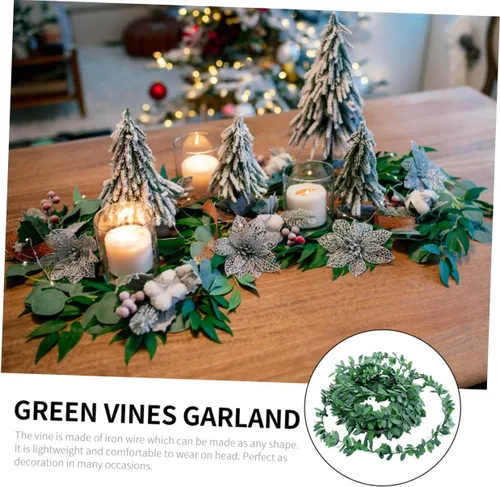 Vista 5 de DIY Diademas Accesorio 24.6 ft Hoja Verde Decorativo Ratán Artificial Alambre Vine para Boda