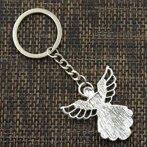 Vista 4 de PHAETON Llavero con dije de ángel de la guarda en tono plateado, 50 unidades, plateado