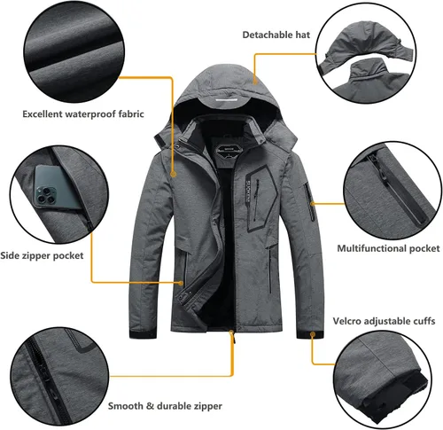 Vista 6 de Chaqueta de esquí impermeable para mujer con capucha