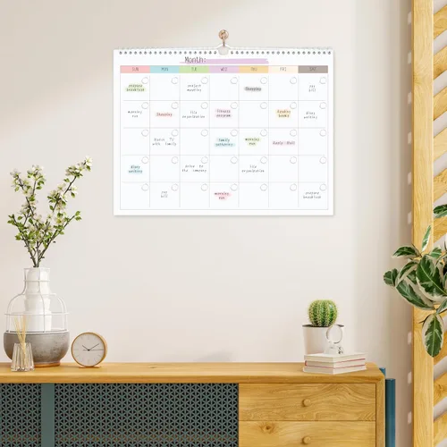 Vista 7 de Calendario de pared semanal mensual en blanco, planificador mensual sin fecha, bloc de notas para organizar la oficina en casa, 14.5 x 11.5 pulgadas
