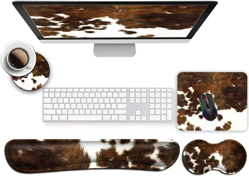 Vista 10 de Reposamuñecas para teclado y mouse con soporte acolchado de espuma viscoelástica, base antideslizante duradera para computadora, laptop, accesorios