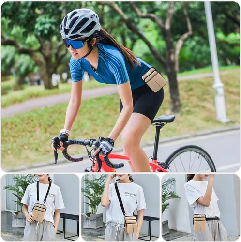 Vista 5 de Kamo Bolso Multifuncional para Teléfono de Un Solo Hombro, Bolso de Cintura para Teléfono, Bolso Diagonal Cruzado, Estuche para Teléfono Inteligente