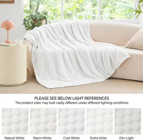Vista 135 de BEDELITE Manta de forro polar para sofá y cama, manta decorativa de jacquard 3D de almendra, súper suave y acogedora, manta mullida cálida adecuada