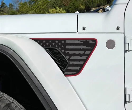 Vista 14 de Calcomanías de ventilación de guardabarros desgastadas compatibles con Jeep Wrangler Gladiator Rubicon JL JT 2018-2026 (2 colores negro mate/4 azul)